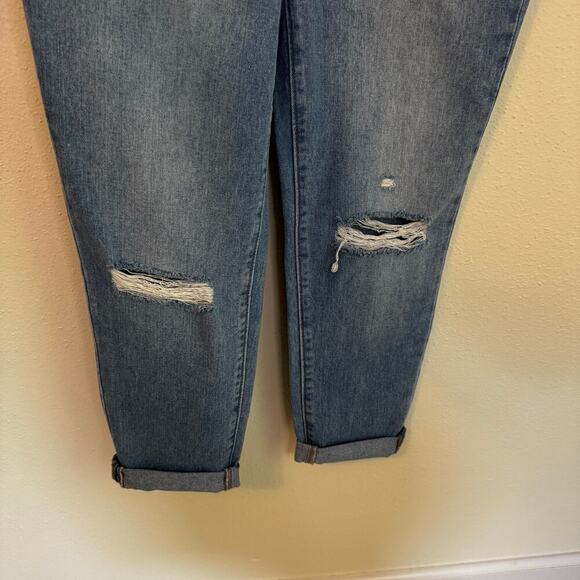 Mica Denim Boyfriend Overalls Medium Wash Distressed Skinny Leg Size Small - Picture 5 of 14
